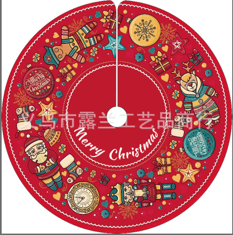 新しい国境を越えたクリスマスの木のスカートクリスマスの装飾品の漫画のプリントの木のスカートはクリスマスツリーの底のエプロンを並べます。|undefined