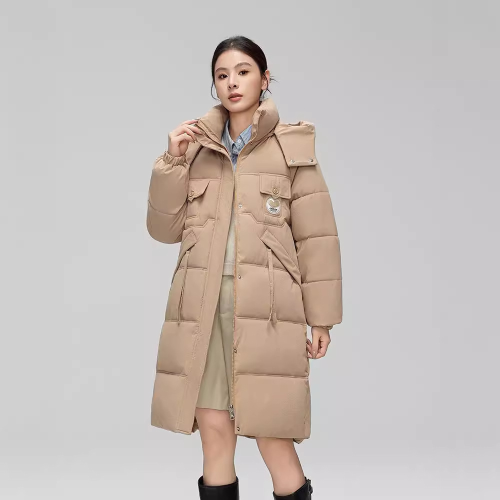 Women's Clothing Mid length cotton jacket for women 2024 winter new style fashionable knee length cotton jacket loose thickened hooded cotton coat_voghion.com
