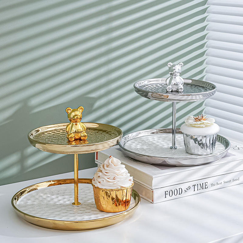 Plato de fruta hogar sala de estar mesa de café bandeja de almacenamiento estante creativo pastel plato de aperitivos ins estilo multi-capa plato de aperitivos