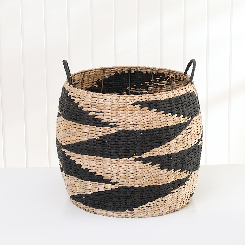 Cesta de almacenamiento tejida a mano de paja de estilo europeo manija cesta de mano suministros para el hogar misceláneas de juguete tubo de almacenamiento fábrica