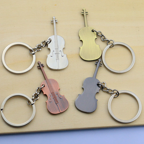 Metal Retro Music Violin Keychain Lock Key Holder Pendant One-Time Delivery Free Sample Zinc Alloy Gift