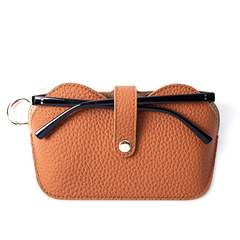 New Exports Wholesale Niche Design Sunglasses with Cap Hood and Lychee Pattern Leather Sunglasses Case with Hanging Strap