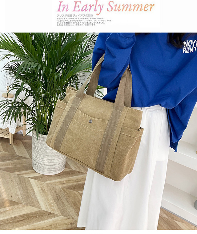 Artistic and simple canvas bag, mother's bag, middle-aged work handbag, cloth bag, large-capacity shoulder bag, women's single-shoulder bag undefined