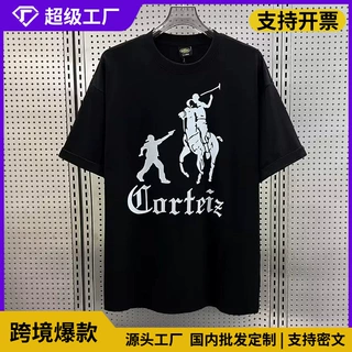 026新款Supreme经典印花黑白双色美式复古休闲潮流圆领短袖T恤