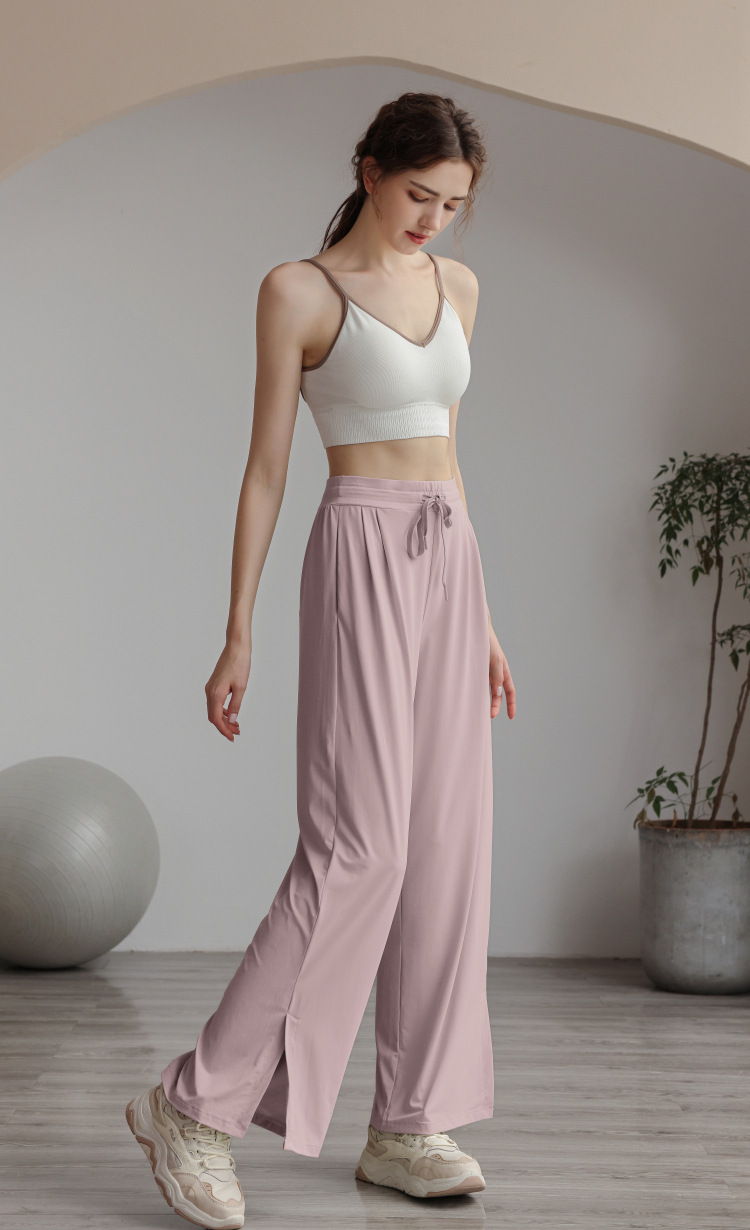Cool pants, sun protection pants, women's UV protection, ice silk drape, wide legs, casual, breathable, split open,_voghion.com