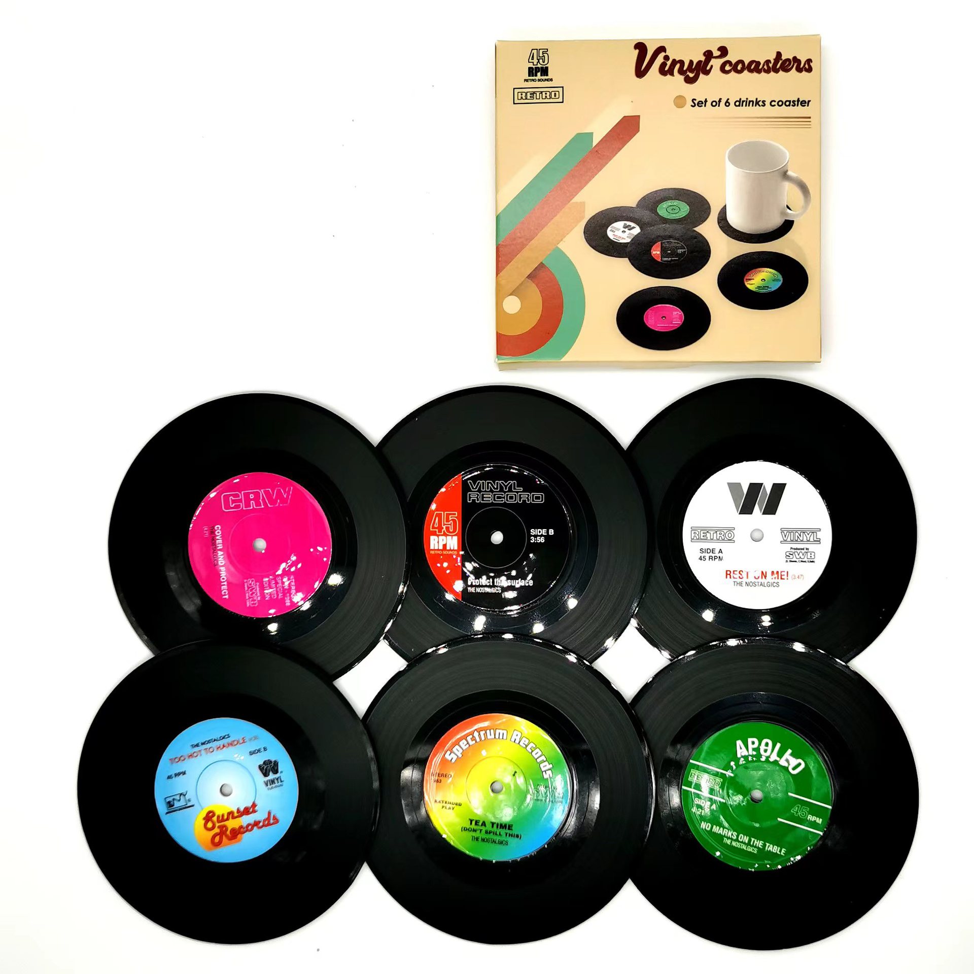 复古CD唱片杯垫桌垫咖啡垫黑胶CD retro vinyl coasters餐垫