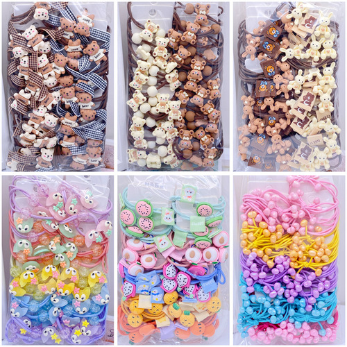 20 Korean version of cute cartoon milk tea color card hair bands spring color rubber bands wholesale from supermarket 2 yuan store