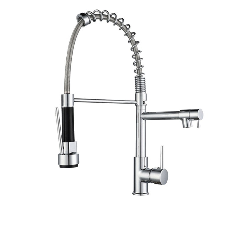 Grifos de cocina de acero inoxidable grifos de primavera transfronterizos para la cocina mayorista lavabo doble función grifos de agua caliente y fría