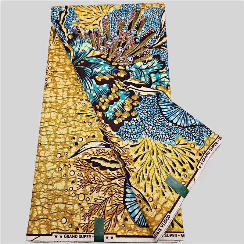 新款金砂非洲全棉高端蜡布Cotton African Wax Fabric6码零售批发