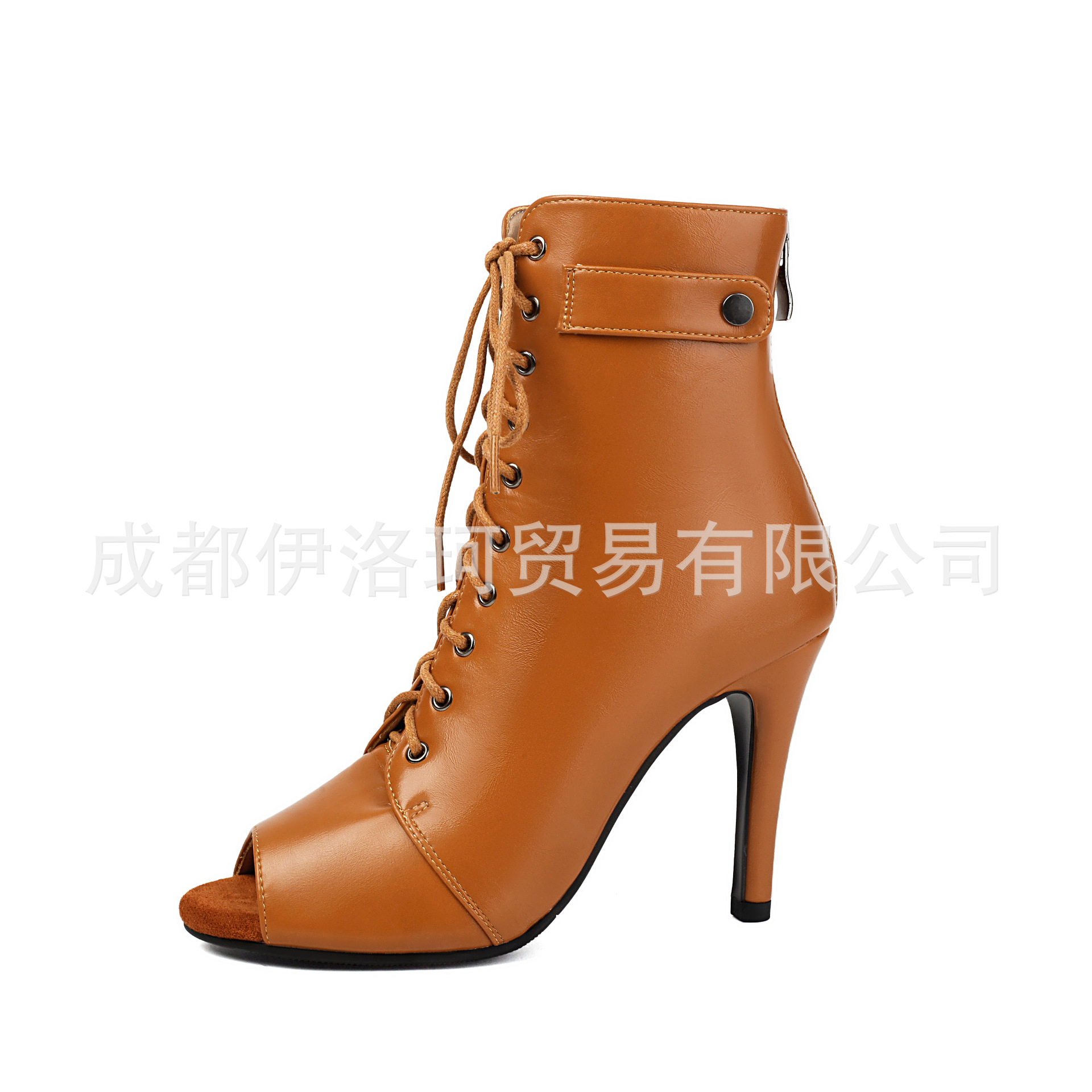 爵士舞高跟鞋欧美性感系带鱼嘴jazz舞蹈鞋jazz夏季皮带扣细跟短靴