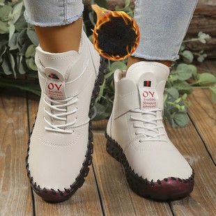 plus size Cotton Shoes Hand-stitched Thick-soled Beef Sole Fur Shoes Women's Shoes Winter fleece-lined Warm Moms Shoes Soft-soled Ankle Boots
