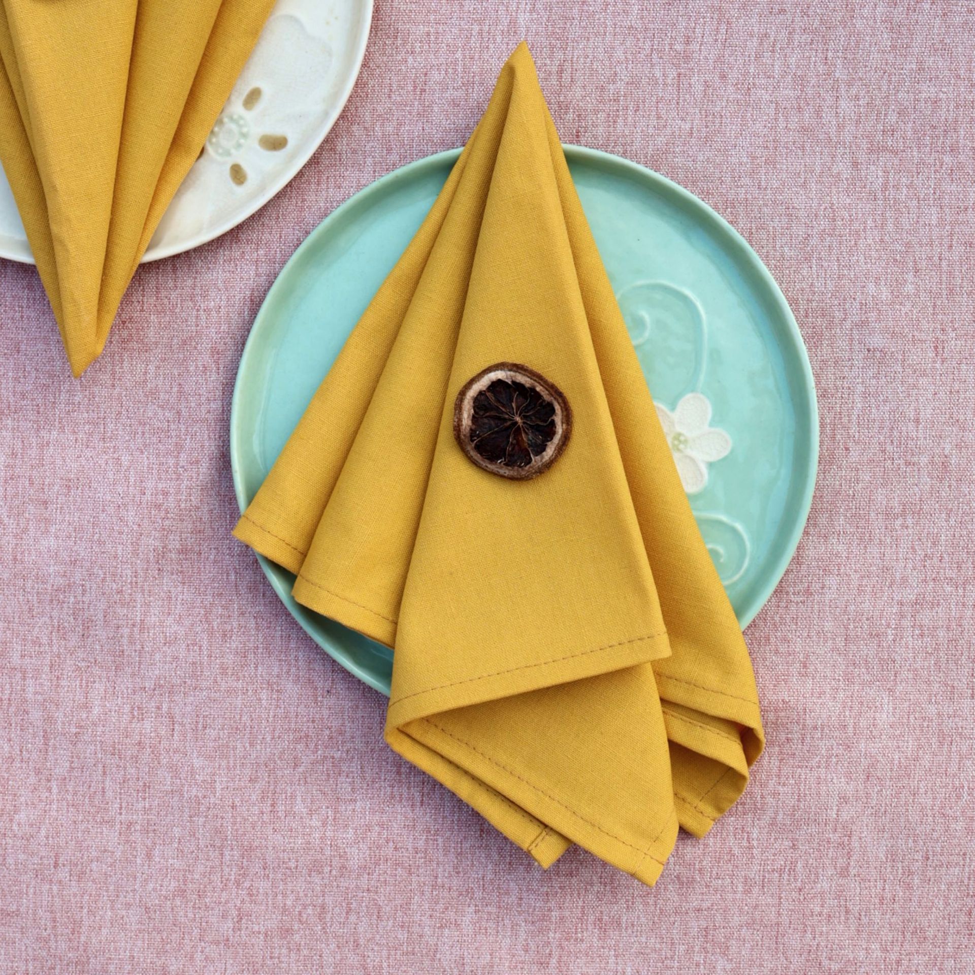 Servillas de lino algodón de Navidad comida occidental hotel de boda mesa de flores plegables tazas toallas de té sólidas almohadilla