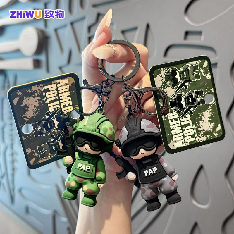 Soft Rubber Cartoon Special Forces Keychain Small Pendant Camouflage Soldier Key Accessory Backpack Pendant Small Gift
