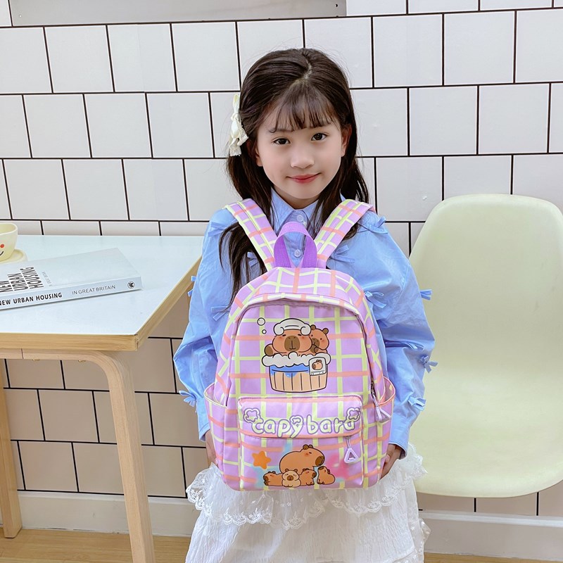 Mochila de escuela primaria de gran capacidad, linda e interesante, linda mochila para niños y niñas Kapibala, nueva mochila para niños impresa