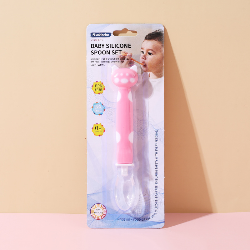 Bebé recién nacido cuchara de silicona cuchara de alimentación bebé alimentación arroz fideos dibujos animados cuchara pequeña niños suplemento alimenticio vajilla