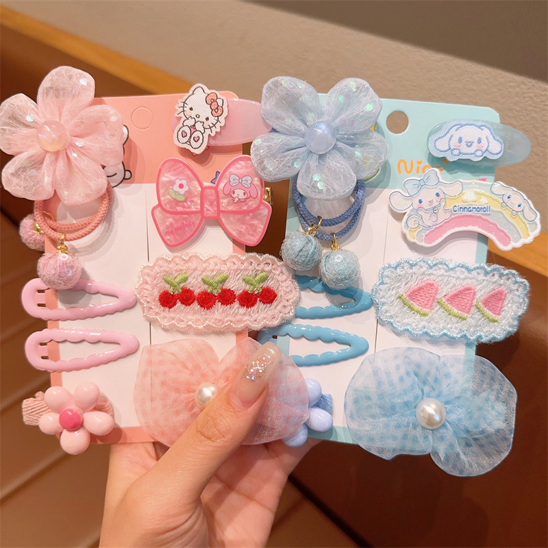 Malla infantil arco flor horquilla linda chica jalea color dibujos animados horquilla flequillos lado pelo roto bb clip