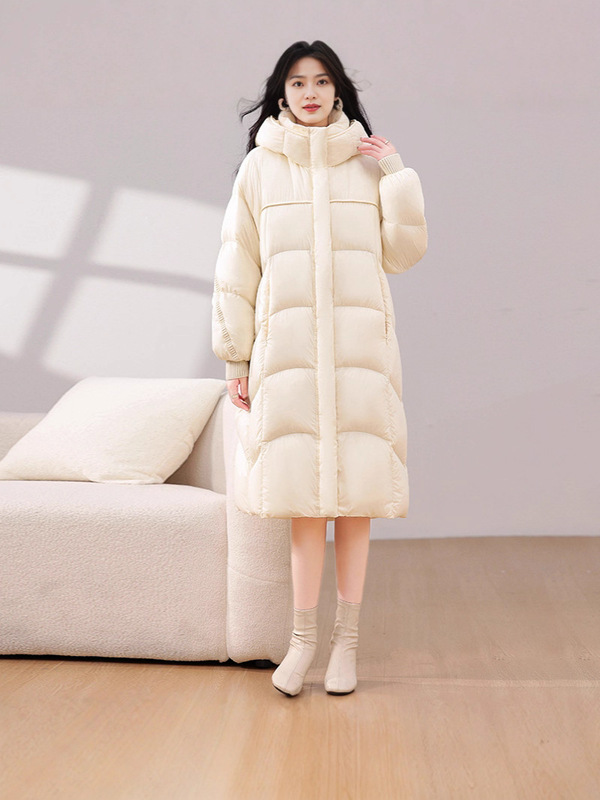 连帽加厚羽绒服女中长款2025冬季新款90白鸭绒保暖外套休闲百搭|undefined