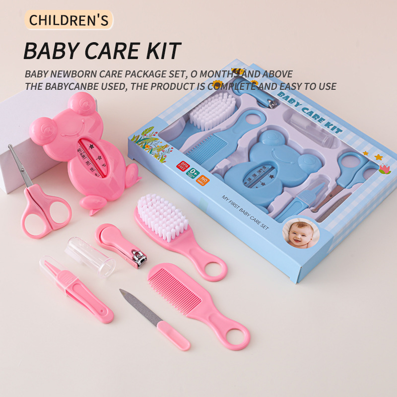 Productos para el cuidado del bebé, termómetro de agua de baño para bebés, juego de 8 piezas, peine de pelo suave de seguridad para bebés, tijeras de manicura
