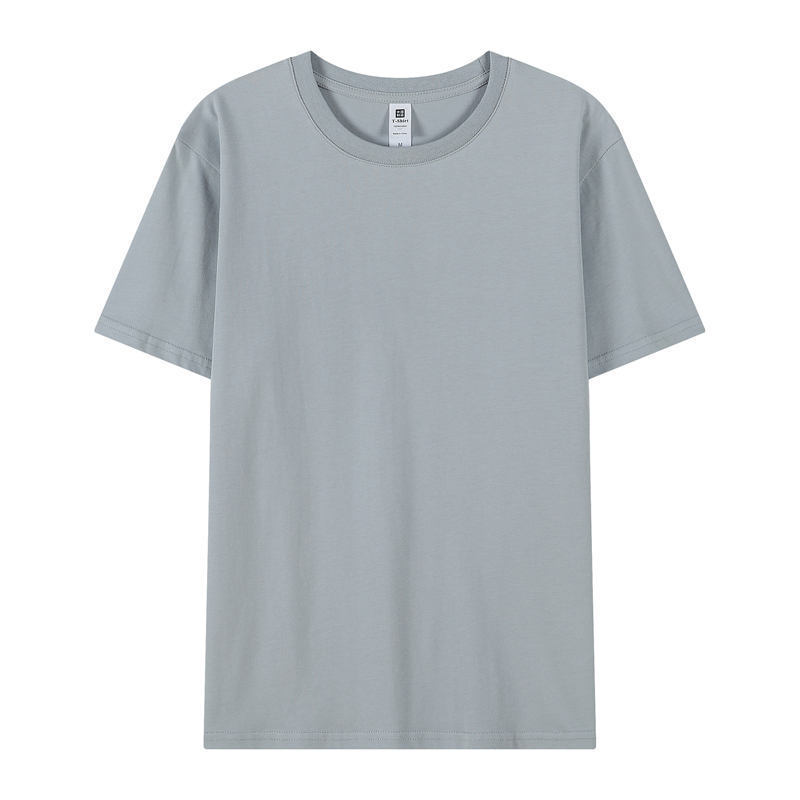 in stock wholesale 210g trend solid color cotton round neck T-shirt enterprise short sleeve overalls T-shirt printing logo