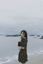 乔欣明星同款碎花甜美娃娃领复古法式泡泡袖收腰连衣裙