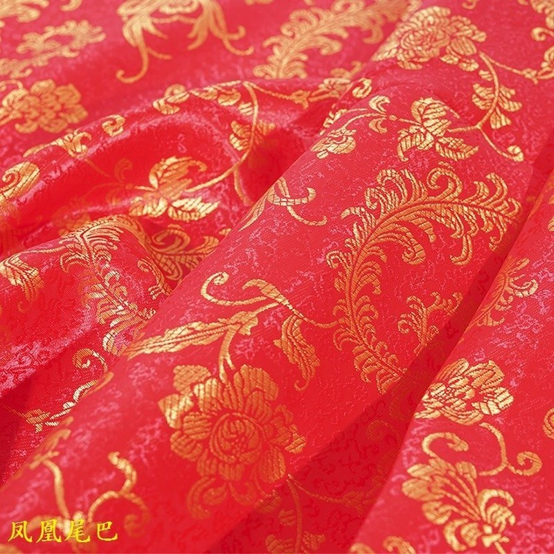 150cm Phoenix Tail Costume Han Dynasty Cosplay Auspicious Wedding Festive Bright Red Brocade Jacquard Fabric 150cm Phoenix Tail Costume Han Dynasty Cosplay Auspicious Wedding Festive Bright Red Brocade Jacquard Fabric