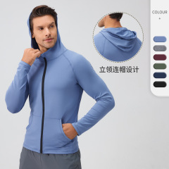 メンズ秋冬スポーツコートジッパー立襟トレーニング服長袖速乾ランニングトレーニングコート31610