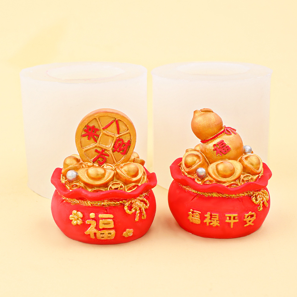 Bolsa de poliuretano, bolsa de la suerte, decoración de coche, molde de silicona, bolsa de resina, molde de goteo de yeso aromático en forma de chocolate