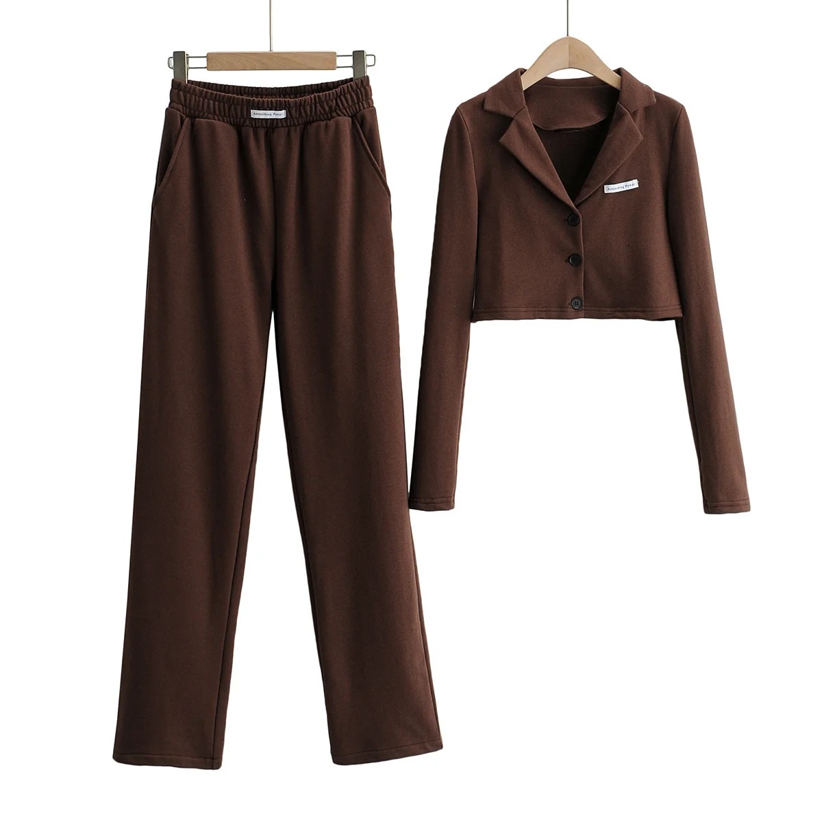 Loose lapel single-breasted jacket elastic waist pants two-piece set NSHS29395