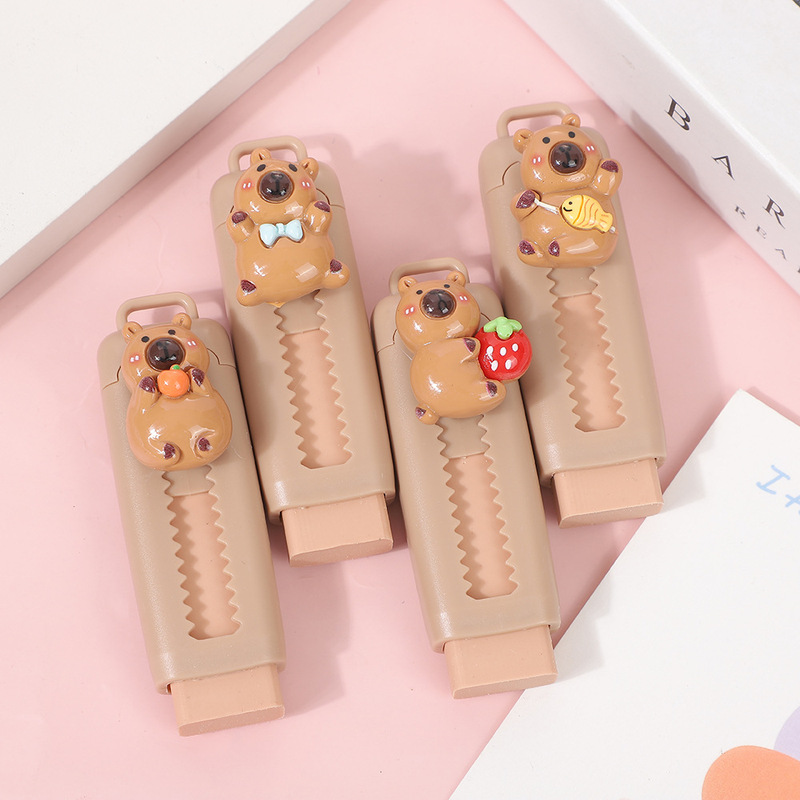 Kapibala プッシュプル消しゴム 漫画 かわいい 学生用 格納式消しゴム クリーンでカスが少ない|undefined