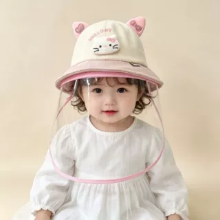儿童帽子可爱渔夫防风帽婴儿防飞沫面罩男女宝宝防护帽防尘隔离帽
