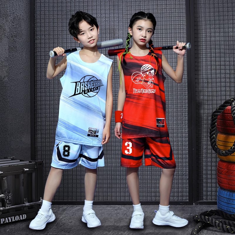 Children's Jersey basketball female Boy competition training suit suit summer children's 4-12 years old primary school student vest team uniform