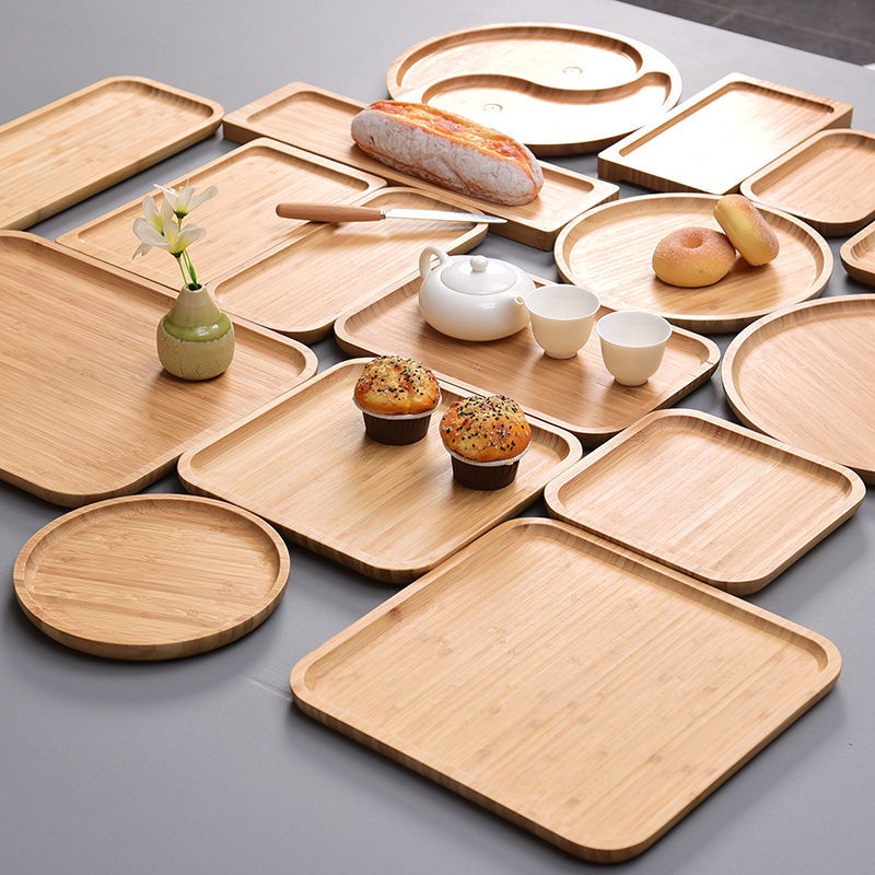 Japanese Bamboo Wooden pallets rectangle Bamboo tray Wooden tray disk Bamboo tray Dinner plate Barbecue plate Books Saucer