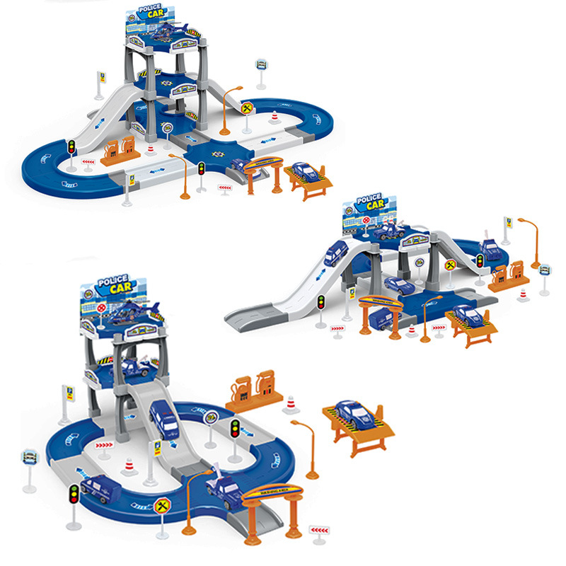 Cross-Border Kidsren's Urban Rail Car Parking Lot DIY Assembled Multi-Story Parking Scene Building Car Educational Toys