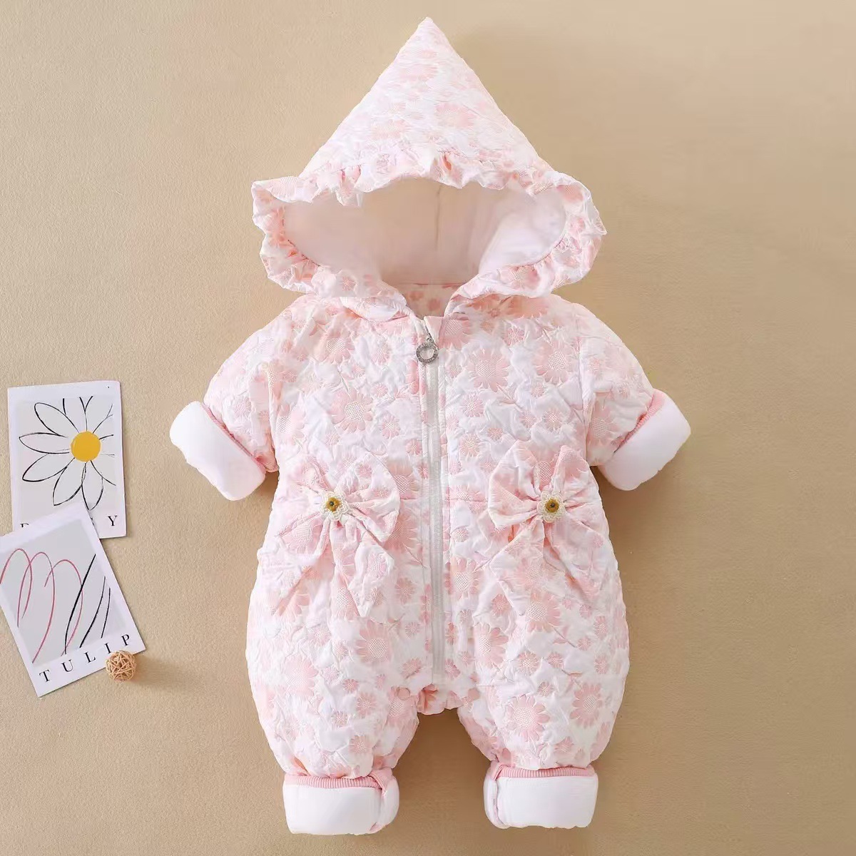 Mono de bebé para niña acolchado de algodón para invierno_voghion.com