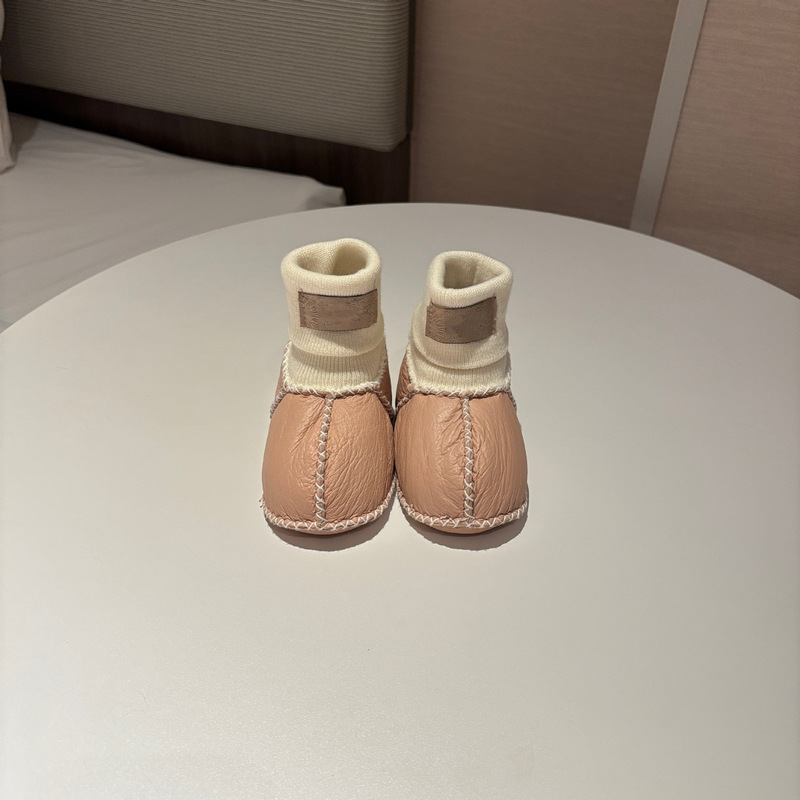 桑坡纯色羊皮毛一体宝宝棉鞋婴幼儿鞋室内步前鞋袜软底男宝女宝|undefined