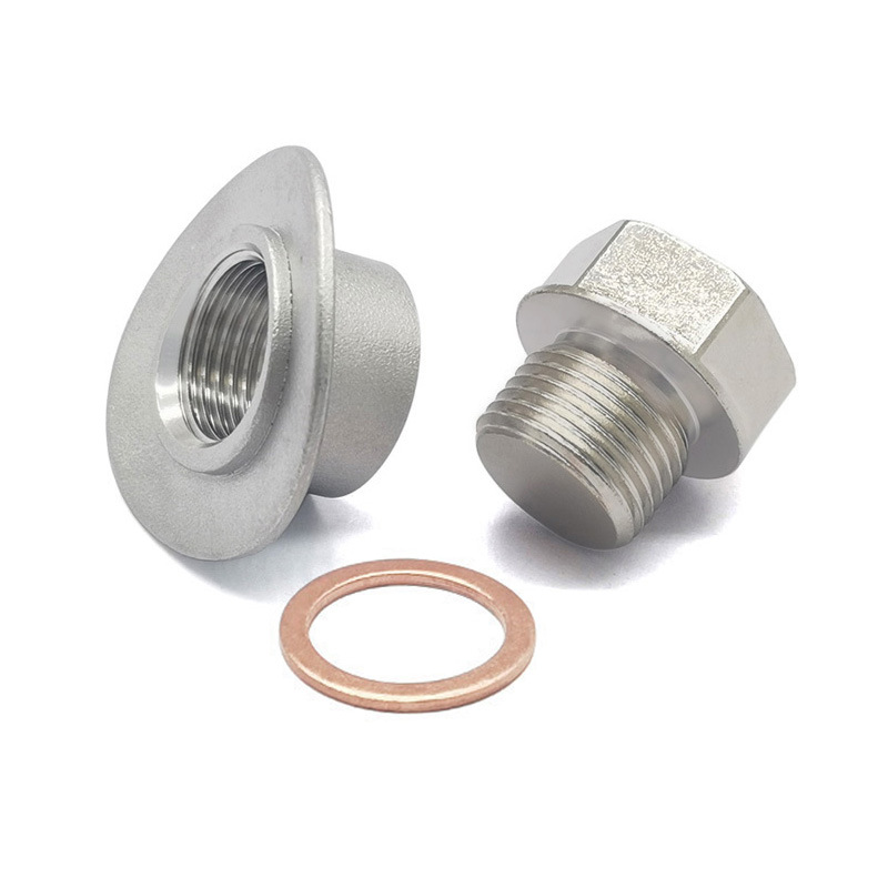 Automotriz M18 * 1.5 Tipo de tapa de detector Junta de soldadura Adaptador de tubo de escape Tuerca de acero inoxidable Tapón de rosca niquelado de hierro