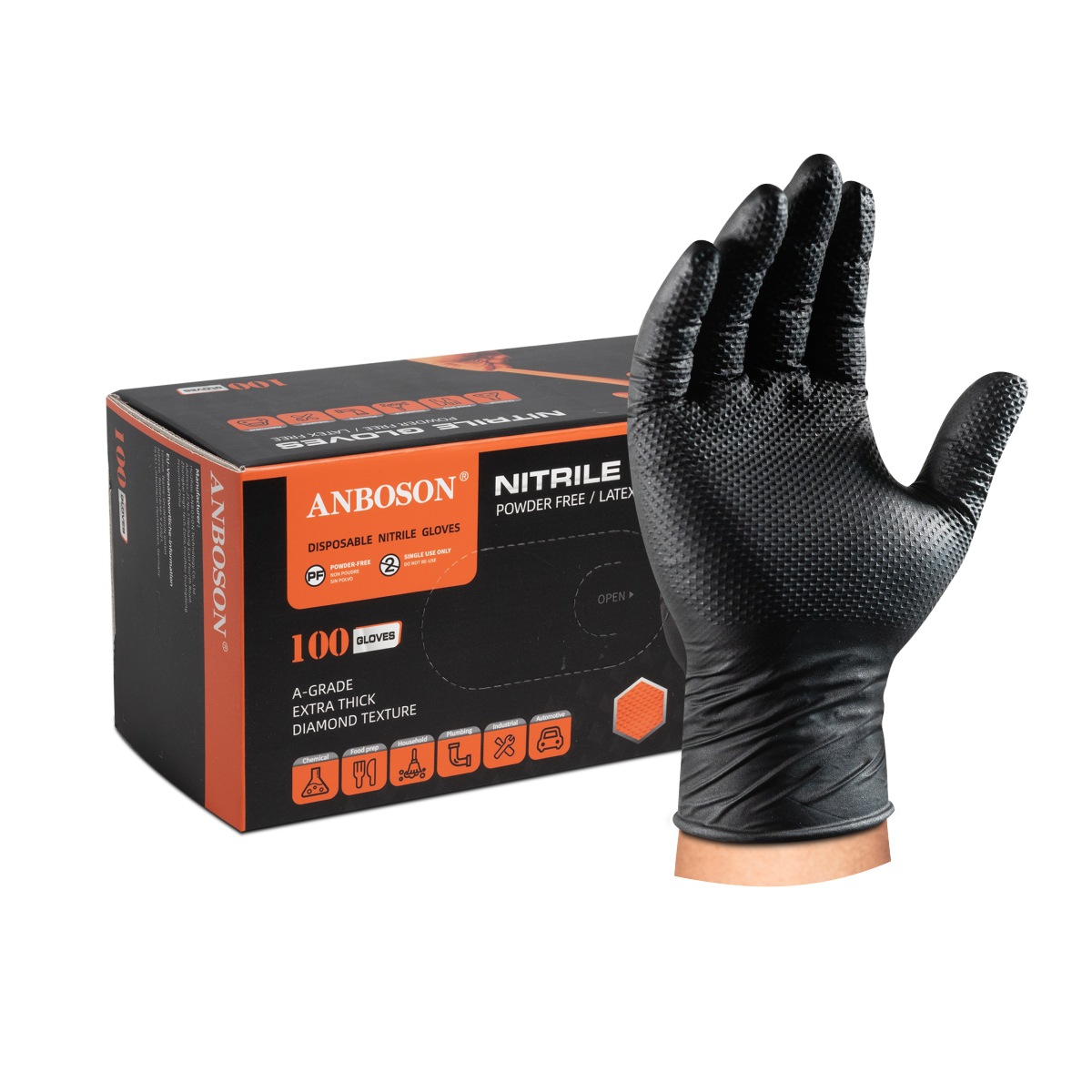 10mil Black Nitrile Safety Gloves Heavy Duty for Automotive