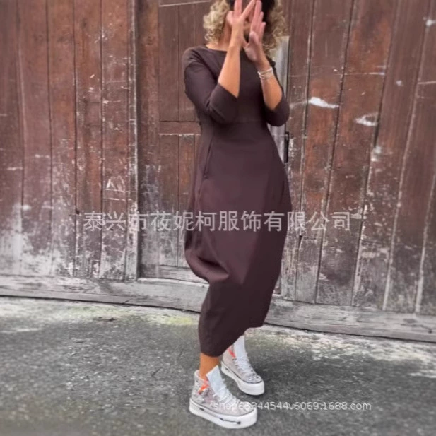 Новое платье осень-зима, однотонное, длинный рукав, повседневное, оптом