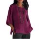 Same day delivery 2024wisheaby Amazon new foreign trade women's seven-point sleeve round neck cotton and linen shirt jacket