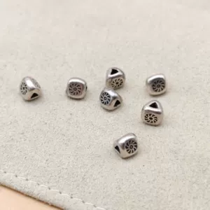 Thai silver fish pattern triangular loose beads DIY handmade woven bracelet fish bone spacer beads handmade beading S925 silver accessories