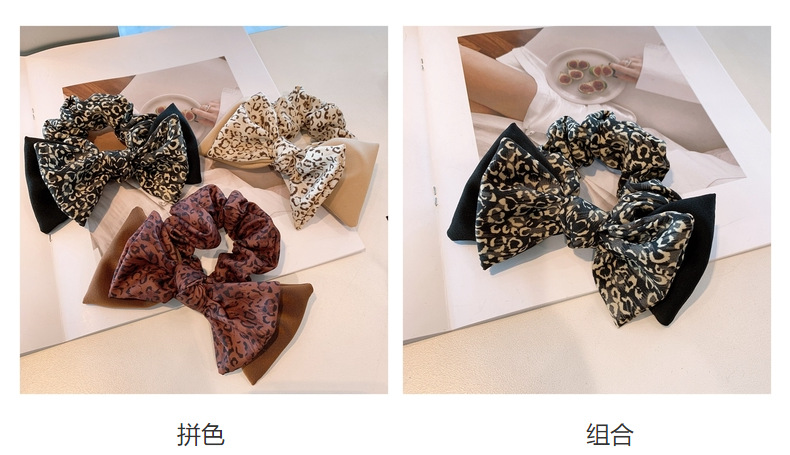 Korea Retro Chiffon Double Bow Leopard Print Hair Scrunchies display picture 27