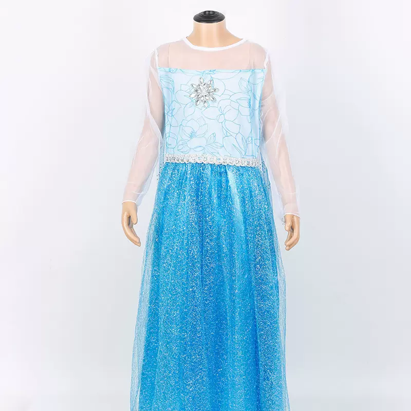 冰雪奇缘公主裙艾莎elsa女王礼服儿童蓝色公主裙爱莎公主裙