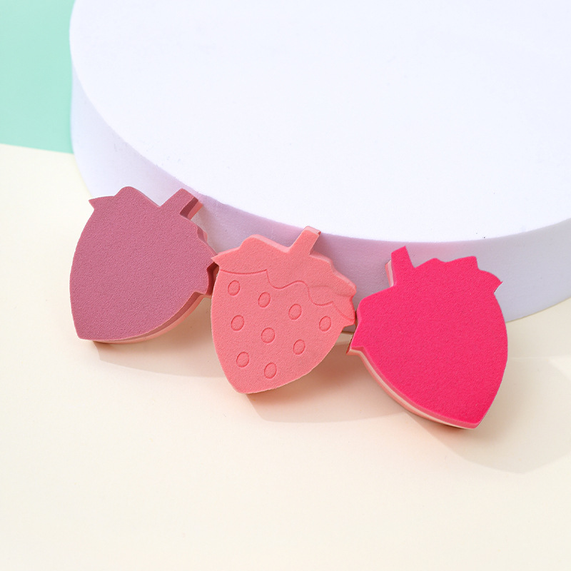 Puff de fresa personalizado de fábrica no come polvo, no látex, maquillaje plano, esponja, colchón de aire, húmedo y seco, venta al por mayor transfronteriza