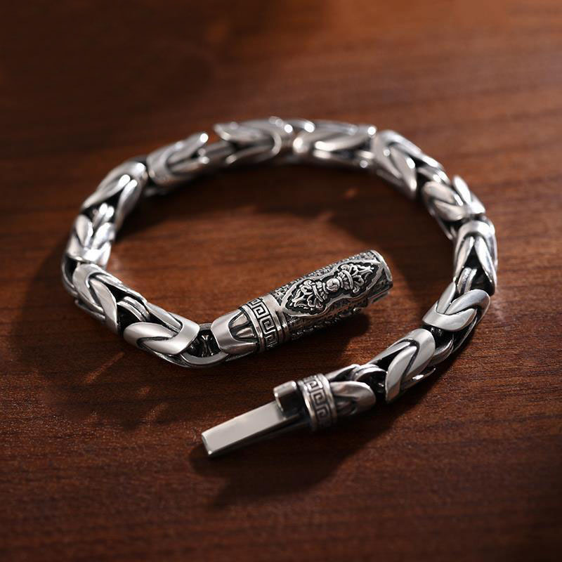 Vintage Men's Braided Bracelet with Vajra Pendant, Trendy Hip-Hop Niche Thai Jewelry, Amazon Bestseller