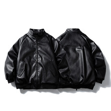 儒孟冬季日系复古90白鸭绒机车工装皮衣保暖羽绒服男女立领外套潮