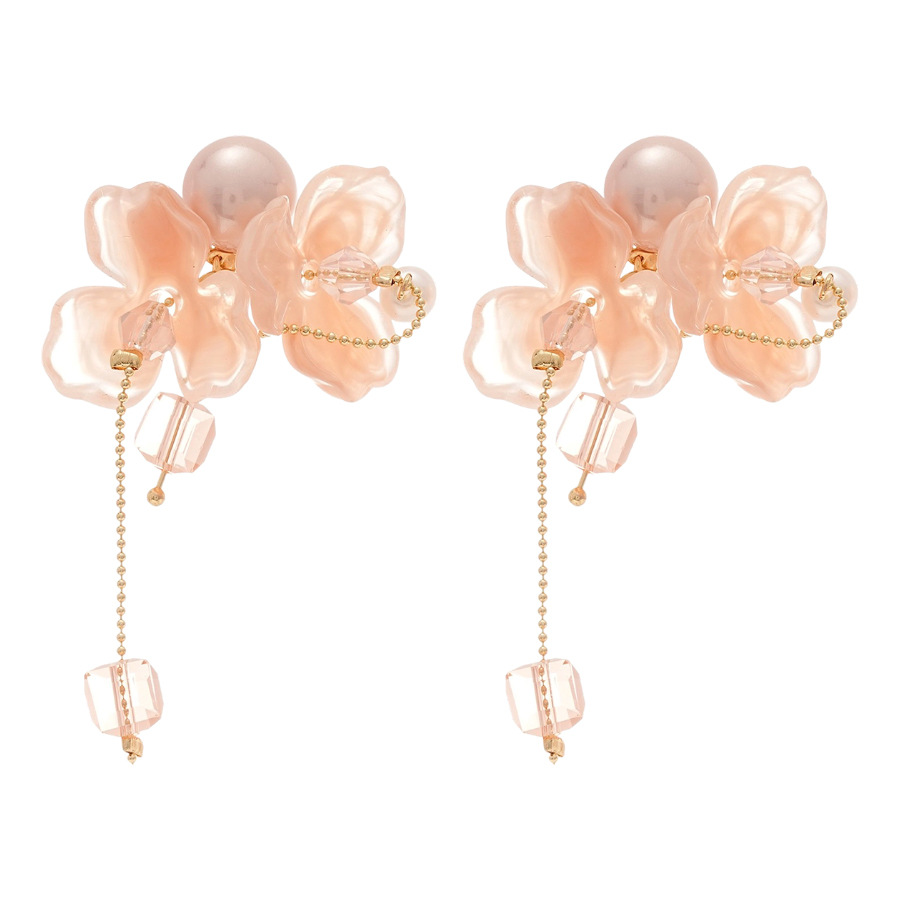 Pendientes de perlas con flecos de flores de aguja de plata Pendientes de temperamento simple de lujo ligero y de alta gama Pendientes de ninas de nicho al por mayor femenino