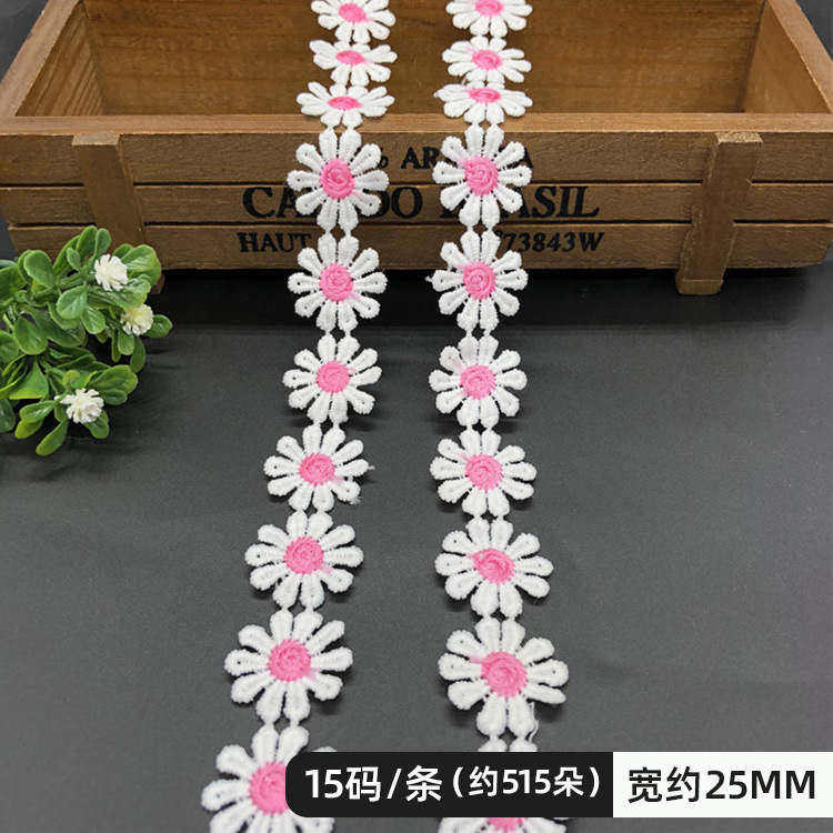 RY color encaje flores pequeñas accesorios hecho a mano bricolaje encaje correa lateral ropa cortina bordado tela material decoración