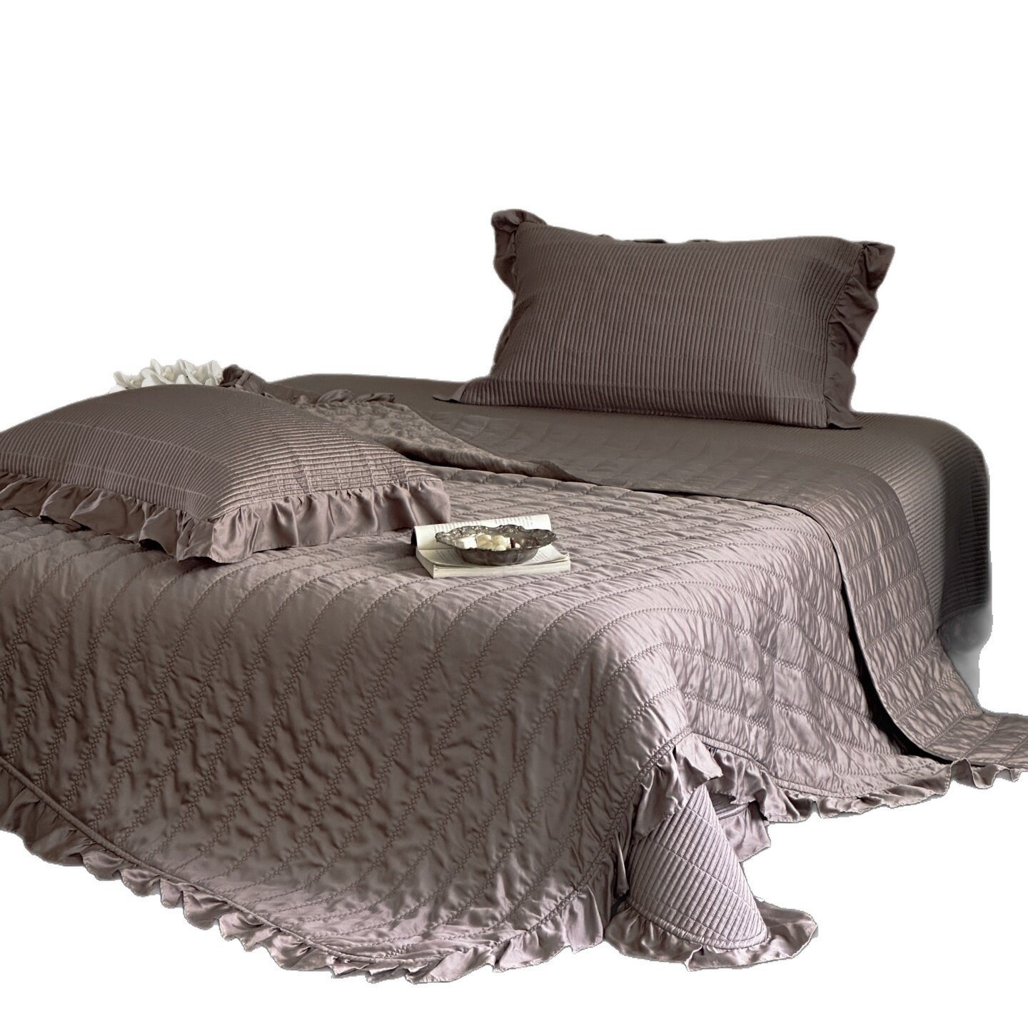 Lyocell Tencel Cooling Bedding Set Four Piece Wide Stripe Design_voghion.com
