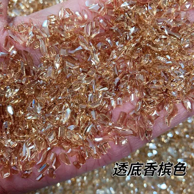 Jewelry, Dırnaq bəzəkləri - 200-transparent-bottom-champagne-small-flat-bottom-diamonds