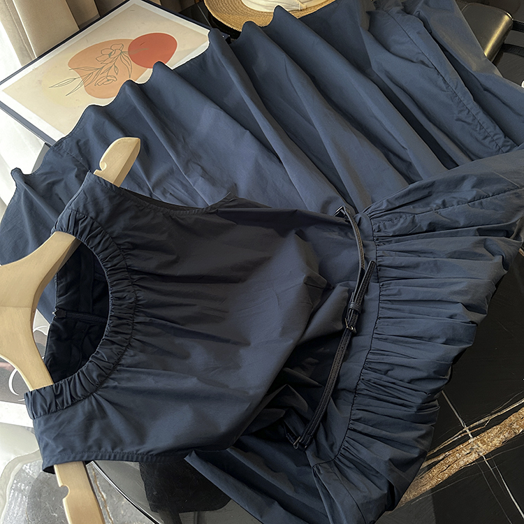 Wood giant 5300! Cake end! French Style Elegant White Wrinkled Cotton Poplin Sleeveless dress Women's Belt Wood giant 5300! Cake end! French Style Elegant White Wrinkled Cotton Poplin Sleeveless dress Women's Belt